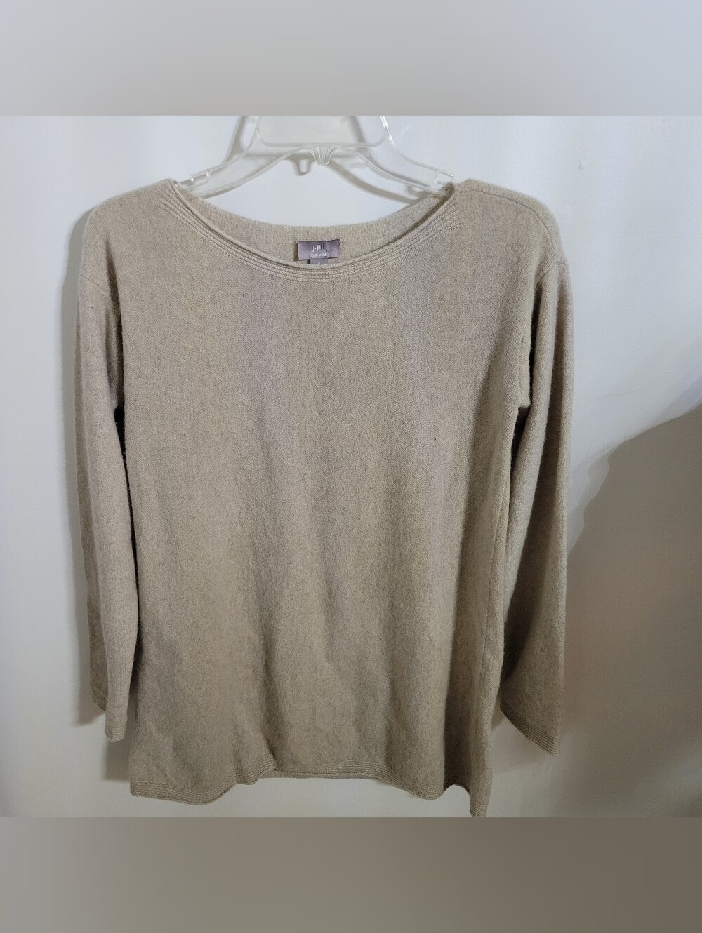 J. Jill Boatneck 100% Cashmere Pullover Sweater In Heathered Oatmeal, Size S